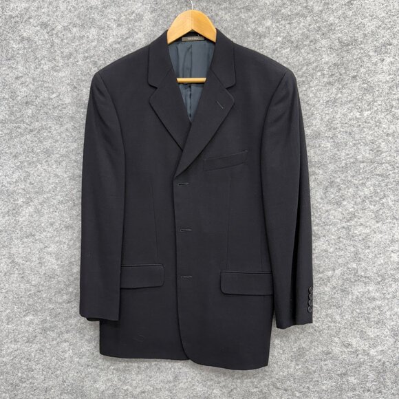 Calvin Klein Blazer Jacket Men's 3 Button Single Breasted 100%Wool Blue Gray 38S